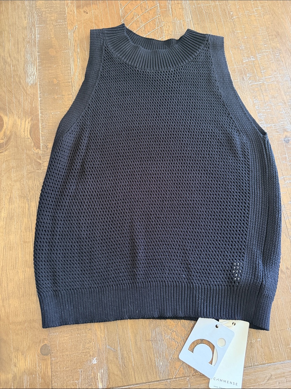 Commense Black Knit Mesh Tank